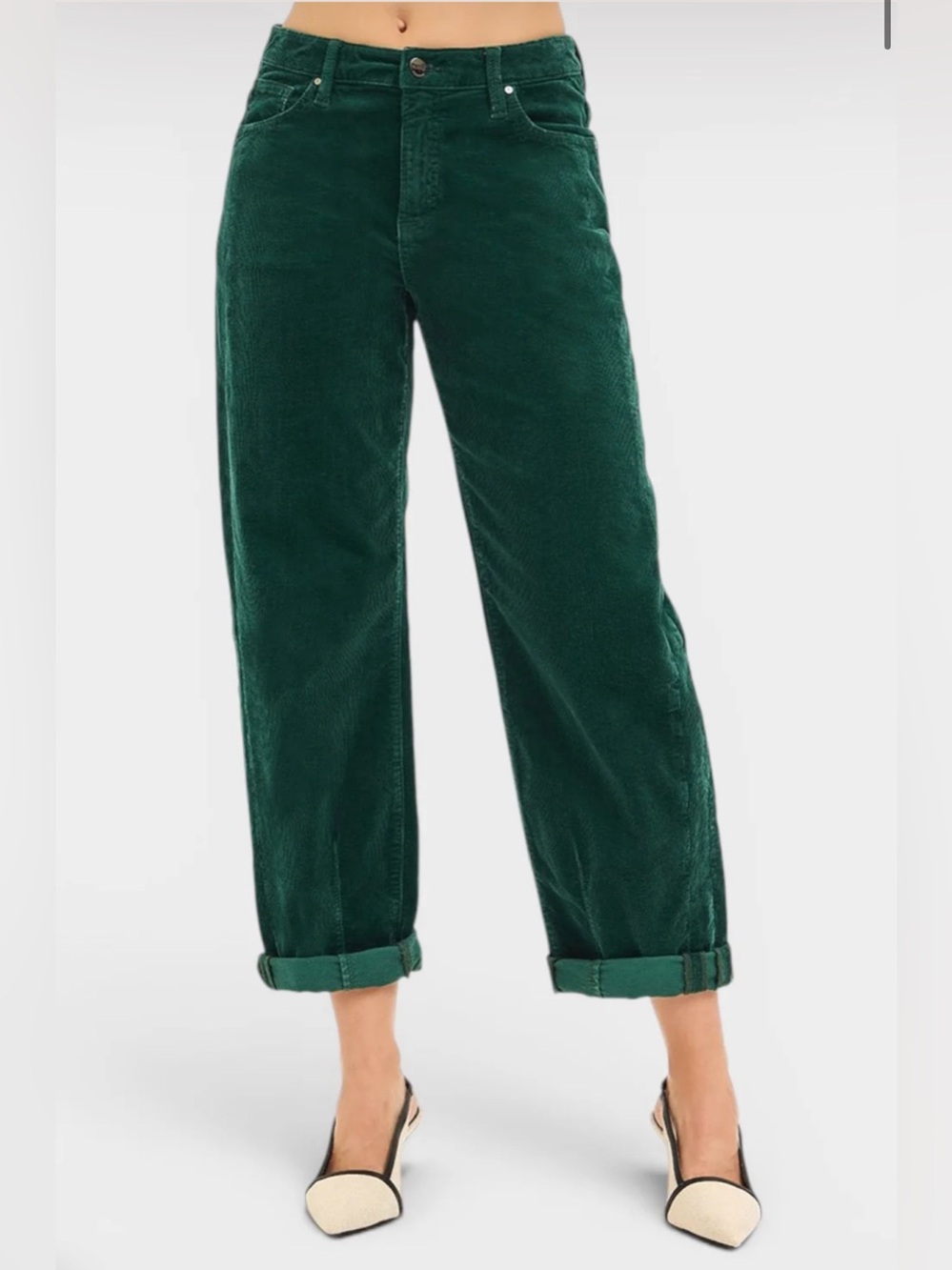 RISEN Barrel Green Corduroy Jeans Pants High Rise Size 11 / 30 EUC